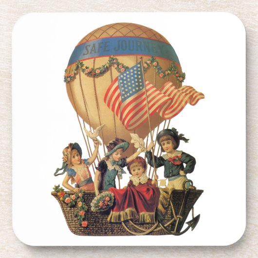 ヴィンテージ 愛国、子供たちの熱気球 コースター (正面)