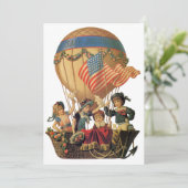 ヴィンテージ 愛国、熱気球 子供パーティ 招待状 (スタンド正面)