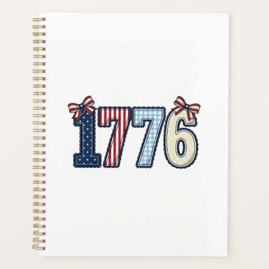 ヴィンテージ 愛国 1776 リボン Tシャツ デザイン 1 プランナー手帳 (正面)