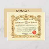 ヴィンテージ、戦役証明書、1945年第二次世界大戦 ポストカード (正面/裏面)
