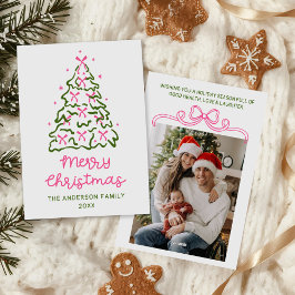 ヴィンテージ 手描き リボン ツリー フォト クリスマス