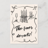 ヴィンテージ 手書き イラスト 現代のウェディング 詳細 エンクロージャーカード (裏面)