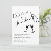 ヴィンテージ 手書き ニュートラル 婚約 パーティー 招待状 (スタンド正面)