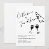 ヴィンテージ 手書き ニュートラル 婚約 パーティー 招待状 (正面/裏面)