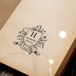 ヴィンテージ 描画 モノグラム Ex Libris 名前 本 ラバースタンプ