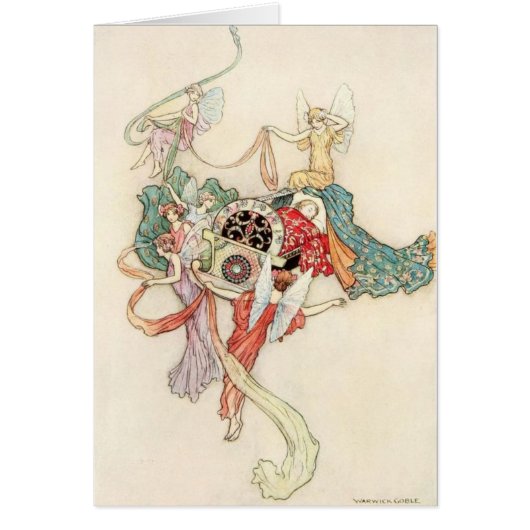 ヴィンテージ-揺りかごのベビーを持つ妖精、 (正面)