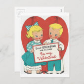 ヴィンテージ「文字列なし」カップルのバレンタイン シーズンポストカード (正面/裏面)