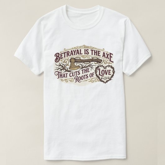 ヴィンテージ 斧 刺さる 裏切り Tシャツ (デザイン正面)