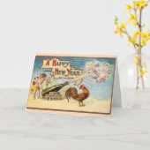 ヴィンテージ – 新年おめでとう。 カード (黄色い花)