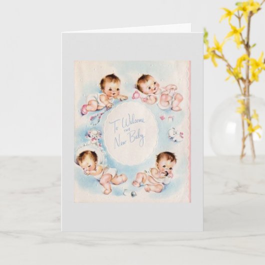 ヴィンテージ-新生児を歓迎するために カード (黄色い花)