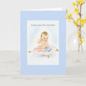 ヴィンテージ-新生児を歓迎 カード (黄色い花)