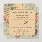 ヴィンテージ、旅行をテーマにした結婚式への招待 招待状 (正面/裏面)