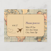 ヴィンテージ、旅行結婚式RSVPはがき インビテーションポストカード (裏面)