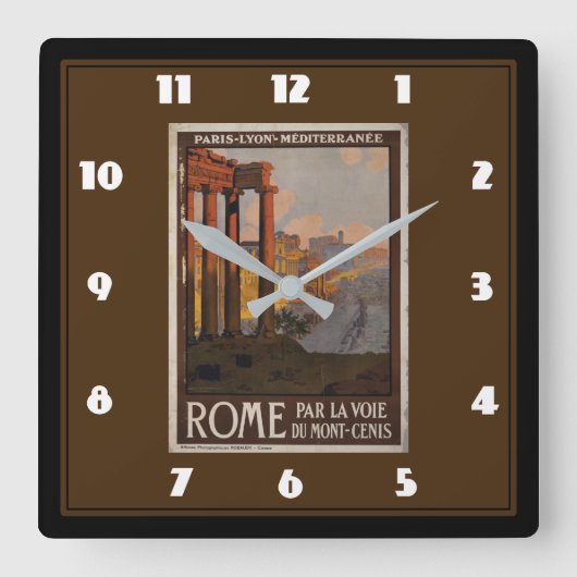 ヴィンテージ+旅行+広告 スクエア壁時計 (正面)