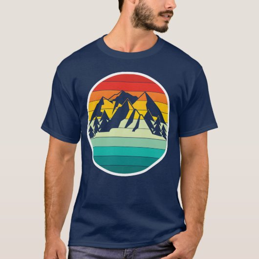 ヴィンテージ 日の出 日没 キャンピング ハイキング 山 フリー Tシャツ (正面)