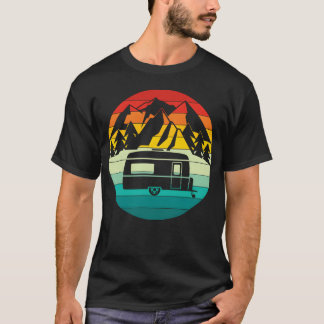 ヴィンテージ 日の出 日没 山 ハイキング キャンプ 楽しい Tシャツ
