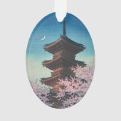 ヴィンテージ 日本の木版画 春の夕べの五重塔 オーナメント (裏面)