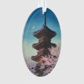 ヴィンテージ 日本の木版画 春の夕べの五重塔 オーナメント (正面)
