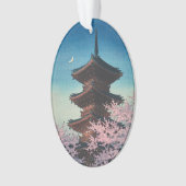 ヴィンテージ 日本の木版画 春の夕べの五重塔 オーナメント (正面)