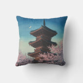 ヴィンテージ 日本の木版画 春の夕べの五重塔 クッション (裏面)
