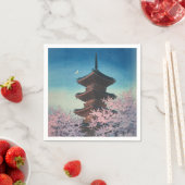 ヴィンテージ 日本の木版画 春の夕べの五重塔 スタンダードカクテルナプキン (インサイチュ)