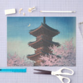 ヴィンテージ 日本の木版画 春の夜の五重塔 薄葉紙 (クラフト)