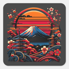 ヴィンテージ 日本の桜 富士山 スクエアシール