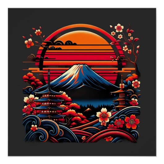 ヴィンテージ 日本の桜 富士山 ポスター (正面)