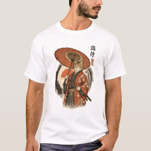 ヴィンテージ 日本の浮世絵 木版画 タビーキャット Tシャツ