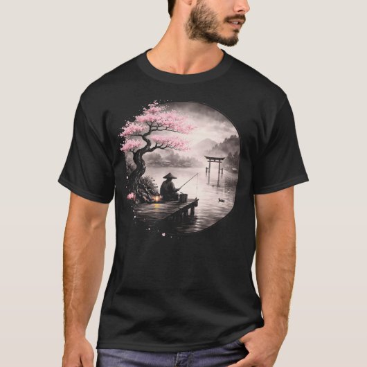 ヴィンテージ 日本の漁師 桜 禅 Tシャツ (正面)