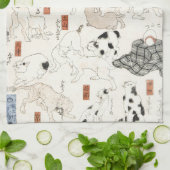 ヴィンテージ 日本の猫アート 浮世絵木版画 キッチンタオル (折り畳み)