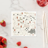 ヴィンテージ 日本の猫アート 浮世絵木版画 スタンダードカクテルナプキン (インサイチュ)