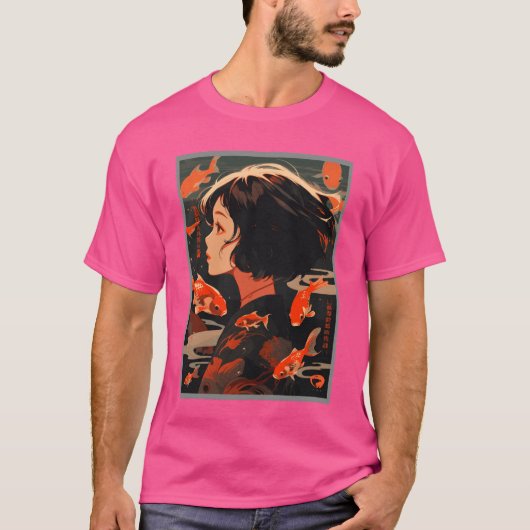 ヴィンテージ 日本の美意識 オタク アニメ ガール ビンテージ Tシャツ (正面)