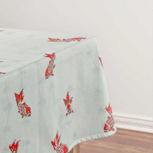 ヴィンテージ·日本の金ゴールド·フィッシュ反復パターン テーブルクロス (インサイチュ)