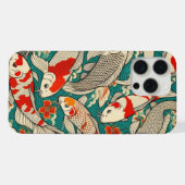ヴィンテージ 日本の鯉の模様の絵 iPhoneケース (裏面横)