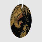 ヴィンテージ 日本の鳳凰 金 黒 鳥 オーナメント (正面)