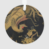 ヴィンテージ 日本の鳳凰 金 黒 鳥 オーナメント (裏面)