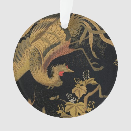 ヴィンテージ 日本の鳳凰 金 黒 鳥 オーナメント (正面)