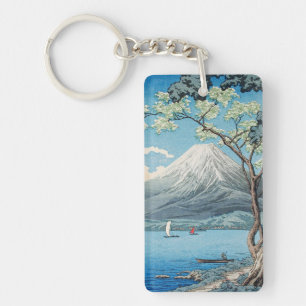 ヴィンテージ 日本 富士山と山中湖 アート キーホルダー