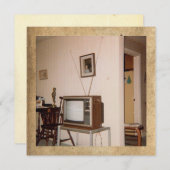 ヴィンテージ「旧スクールテレビ」フラットノートカード (正面/裏面)