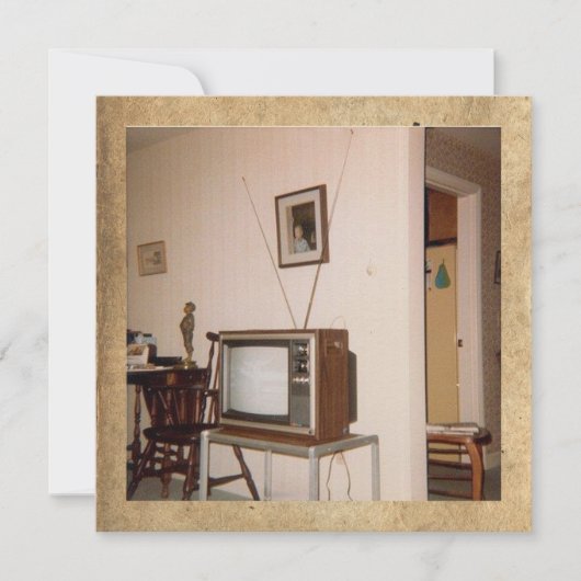 ヴィンテージ「旧スクールテレビ」フラットノートカード (正面)