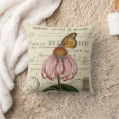 ヴィンテージ（昆虫）オオカバマダラ、モナークバタフライフランスの装飾用クッション クッション (ブランケット)