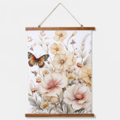 ヴィンテージ（昆虫）オオカバマダラ、モナーク蝶と花 吊り下げ型タペストリー (正面)
