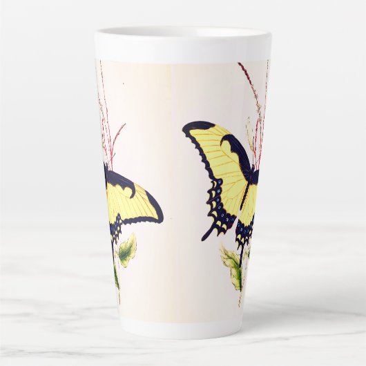 ヴィンテージ（昆虫）オオカバマダラ、モナーク蝶パーソナライズされた名 カフェラテマグ (正面)
