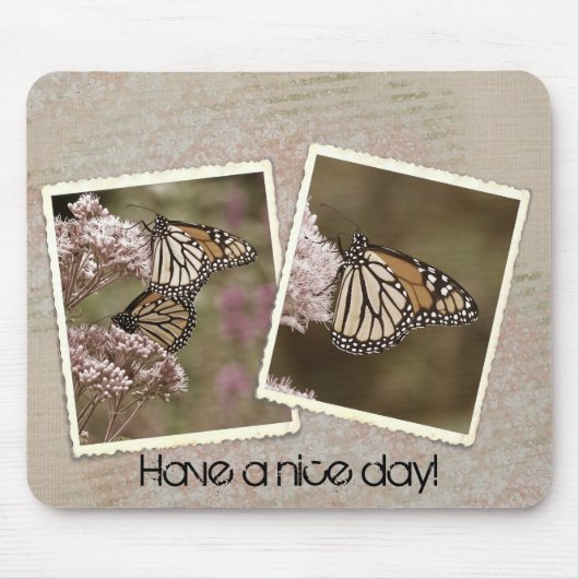 ヴィンテージ(昆虫)オオカバマダラ、モナーク蝶 マウスパッド (正面)
