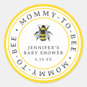 ヴィンテージ（昆虫）マルハナバチママとビーの赤ちゃんシャワーのお願い ラウンドシール (正面)