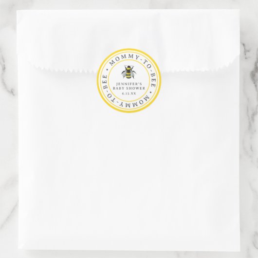 ヴィンテージ（昆虫）マルハナバチママとビーの赤ちゃんシャワーのお願い ラウンドシール (バッグ)