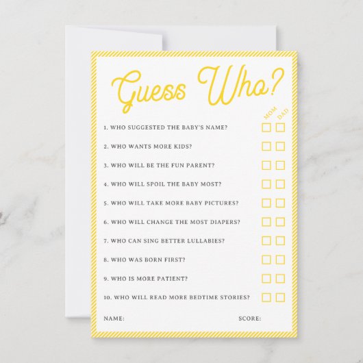 ヴィンテージ(昆虫)マルハナバチ誰だと思う?ベビシャワーゲームカード 招待状 (正面)