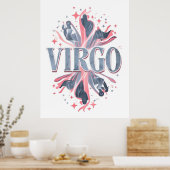 ヴィンテージ《星座》乙女座〔占星術の〕十二宮図標識お洒落イラストレーション ポスター (キッチン)