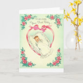 ヴィンテージ – 最初のベビーを歓迎 カード (黄色い花)